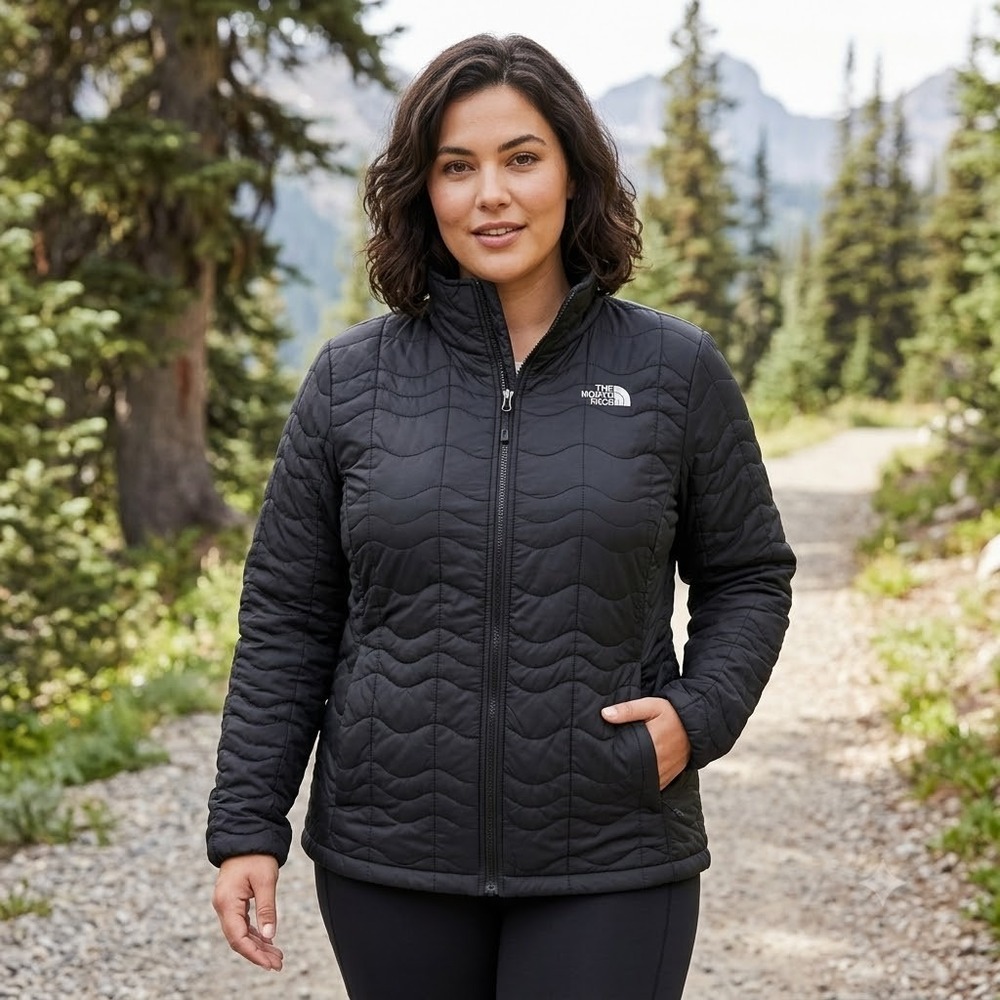 The North Face Womens Thermoball Eco Quilted Puffer Jacket Black Large NA 049919